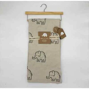 Elephants Beige Gray Cotton Knit Baby Blanket Lovey Made In India Elephant New - Picture 1 of 4