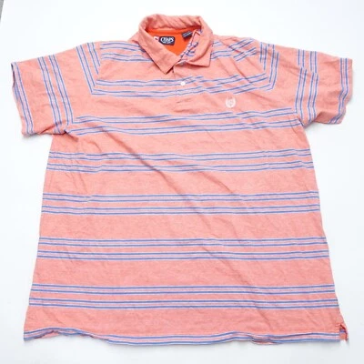 Camisa polo de golf Chaps para hombre 2XL naranja azul a rayas 100 % algodón calce clásico Foto 1 de 4