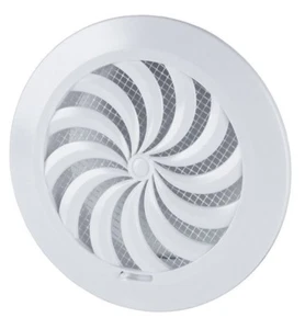 Rejilla de ventilación de aire redonda con brida de obturador y mosquitera cubierta de ventilación blanca - Imagen 1 de 3
