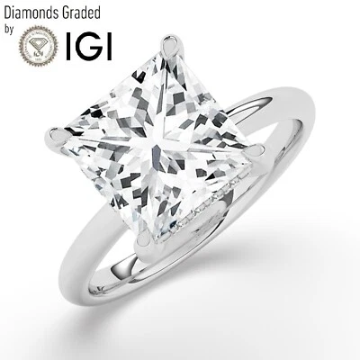 Princess Solitaire Hidden Halo Platinum Engagement Ring,5.20 ct,Lab-grown IGI - Image 1 of 4
