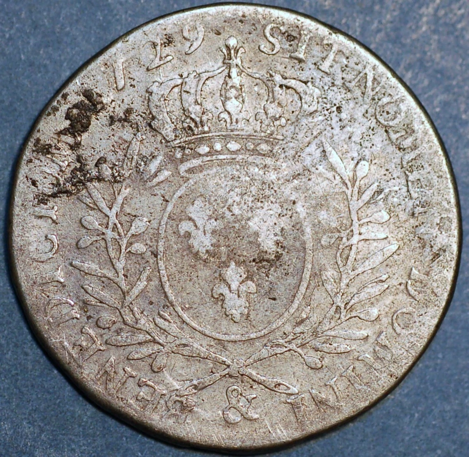France 1/2 Ecu 1729 & Aix-en-Provence Louis XV Dy# 1676 - Image 1 of 2
