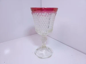 Vintage Indiana Glass Diamond Point Ruby Red Pedestal Candy Dish 11" - Picture 1 of 9