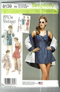 Simplicity #8139 RETRO 50's Bathing Dress & Beach Coat Pattern Size 14-22UC - Picture 1 of 2