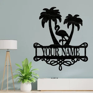 Personalized Flamingo Family or child name sign, Wood plaque sign,wood Crafts - Picture 1 of 6