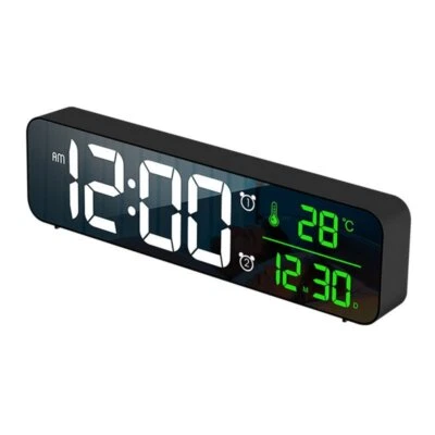 Sleek LED Bedside Alarm Clock with Time, Date, and Temperature Display - Image 1 of 4