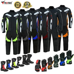 Mens Motorbike Suit sets Motorcycle Waterproof Suits Leather Boots Armoured UK - Picture 1 of 82