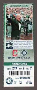 2017 Seattle Mariners vs Cleveland Indians 9/24 MINT CLUB Ticket DAVE NIEHAUS - Picture 1 of 1