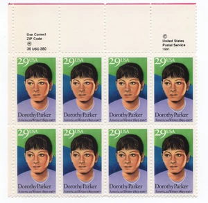 Scott #2698 Dorothy Parker Black Heritage Zip Block of 8 Stamps - MNH - Picture 1 of 2