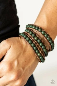 Paparazzi PINE PARADISE green URBAN bracelet - Picture 1 of 2