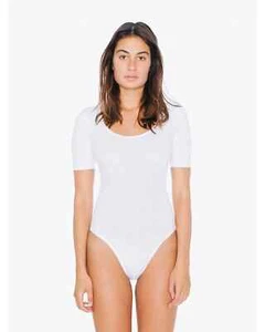American Apparel 8373W kurzärmeliger Damen-Body mit doppeltem U-Ausschnitt weiß M - Bild 1 von 1