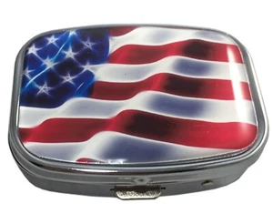 American Flag Small Daily Medication Pill Box Organizer Case for Pocket, Travel - Picture 1 of 3