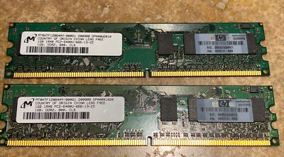2 GB Micron (1GBx2) MT9HTF12872AY 1Rx8 PC2-6400U-666 DDR2 800 - Image 1 of 4