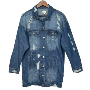 Caution to the Wind Oversized Jeansjacke Gr. M Boyfriend Distressed Ripped 90er - Bild 1 von 8
