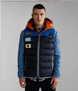 MENS Napapijri A-SHACKLETON VEST Sleeveless Jacket Blue - Picture 1 of 12