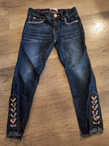 Jordache Girls Rainbow Side Tie Stitching Denim Jeans Size 7 - Picture 1 of 5