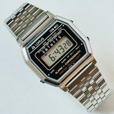 Vintage Seiko Lorus Japan Men's Thin Alarm Chrono Silver Digital Watch Y799-4770 - Image 1 of 4