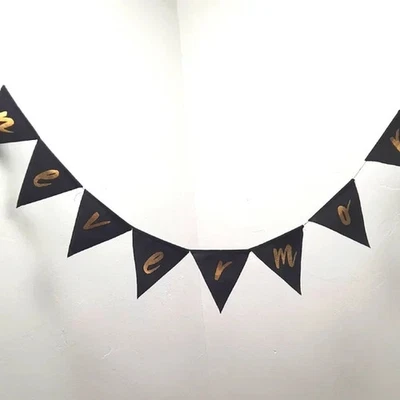 "NUNCA MÁS" El Cuervo Negro y Dorado Banner Edgar Allan Poe Espeluznante Halloween Foto 1 de 3