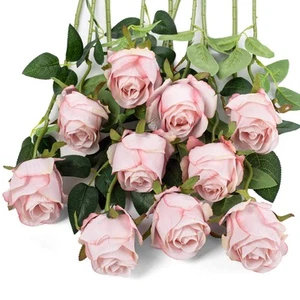 10pcs Artificial Rose Flowers Long Stem Fake Silk Roses for DIY Wedding Bouqu... - Picture 1 of 7