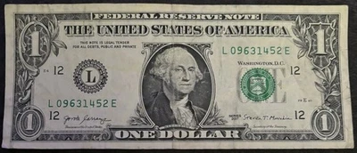 2017 San Francisco $1 Bill Fancy Ladder 9,0,1,2,3,4,5,6 All Unique Numbers Note - Image 1 of 2