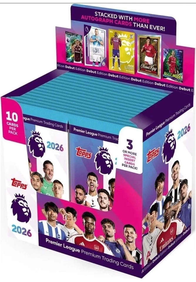 Full box (28 packets) Topps Premier League 2026 Trading Cards