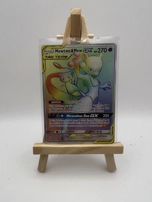 Pokemon Card Mewtwo And Mew GX Unified Minds Rainbow Secret Rare 242/236  - Image 1 of 4