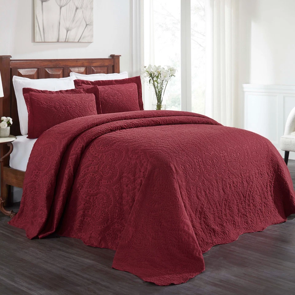 Aspen Cotton Blend Medium Weight Jacquard Woven Floral Bedspread and Sham Set - Image 1 of 1