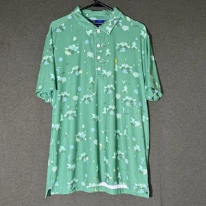 William Murray Polo Shirt Mens Large Green Floral Golf Performance Stretch - Picture 1 of 7