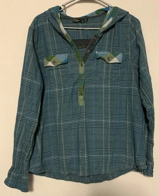 Sudadera con Capucha Prana Para Mujer XL Algodón Azul Verde Cuadros Tartán Manga Larga Boho Camp Foto 1 de 4