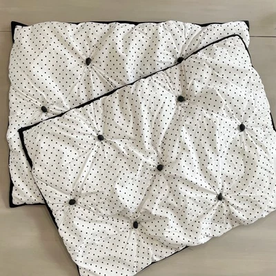 Set/2 Pottery Barn Emily & Meritt Standard Shams Tufting Polka Dot White Black - Image 1 of 4
