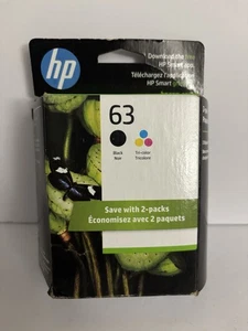HP 63 Schwarz Tri-Color Tintenpatrone 2er-Pack Original Ablaufdatum 04/2024 - NEU - Bild 1 von 4