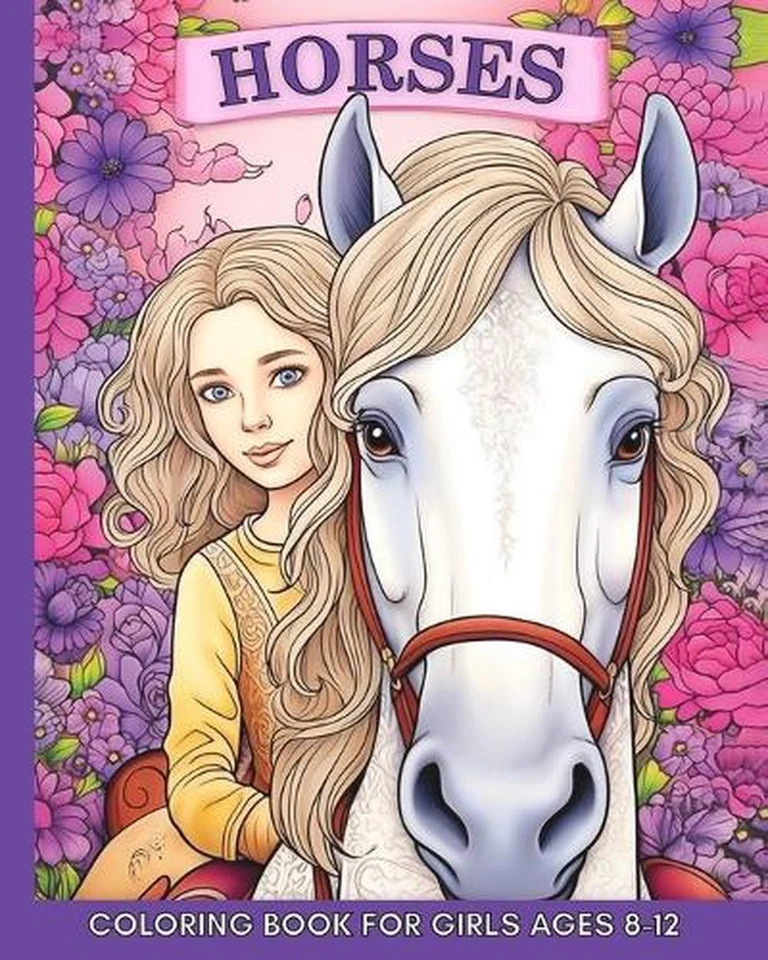 Horse Coloring Book for Girls Ages 8-12: 60 Cute and Easy Images to Color for Te - Image 1 of 1