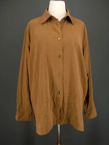 JANE ASHLEY Shirt Jacket 2X Brown Microsuede Unlined Top - Picture 1 of 5
