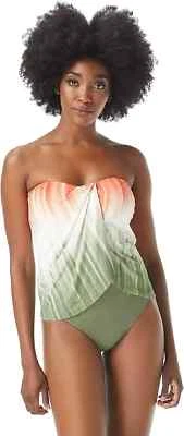 Camiseta Tankini VINCE CAMUTO Teñida por Inmersión Drapeada Bandini Safari Verde Talla Pequeña V08516 Foto 1 de 4