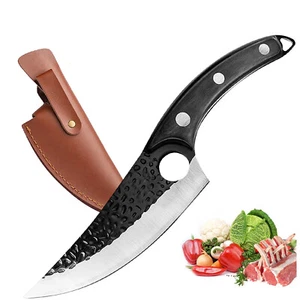 Cuchillo forjado cuchillos vikingos cuchillo afilado cuchillo de carnicero de acero con funda - Imagen 1 de 15