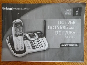 Teléfono inalámbrico Uniden DCT758 DCT7585 DCT7085 Series 2,4 GHz Manual del propietario Guía - Imagen 1 de 3