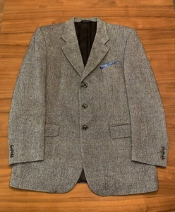 Vintage Burberry Blazer Mens 42T Gray Birdseye Sports Coat Wool Jacket USA Tweed - Picture 1 of 23