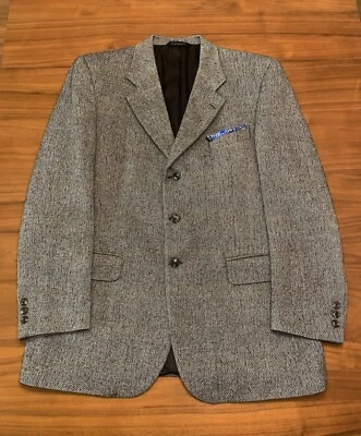 Casaco esportivo vintage Burberry blazer masculino 42T cinza olho de pássaro jaqueta de lã tweed EUA - Imagem 1 de 4