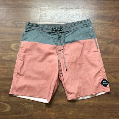 Мужские винтажные эластичные красные/серые хлопковые шорты для гольфа размер 30 W RVCA - Изображение 1 из 4