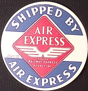 1940 Railway Express Agency Inc Air Express Gepäck Etikett 2,5" - Bild 1 von 2