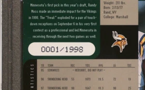 1998 SPx Finite #239 Randy Moss RC Card 0001/1998 PSA 6 His #1 Rookie - Foto 1 di 3