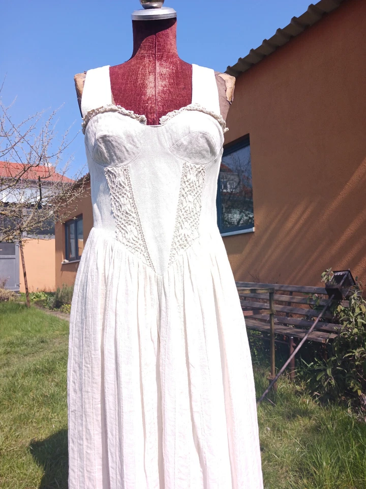 70er 80er Jahre Sonnenkleid Prärie Gunne Sax Style Häkelspitze Original Vintage  - Bild 1 von 4
