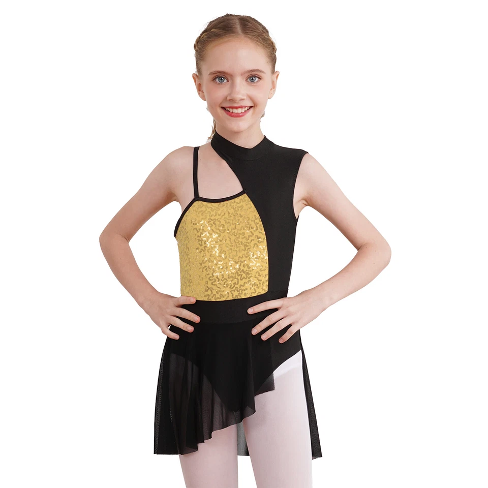 Kids Girls Ballet Latin Dress Shiny Dancewear Figure Skating Unitard Samba Jazz - Image 1 of 1