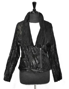 A5 NEW KOMAROV Black Crinkle Lightweigth Unlined Zip Front Jacket Size XL - Picture 1 of 7