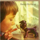Otwarta kartka z życzeniami Happy Birthday dla niego Mężczyzna Retro Vintage Chłopiec Szczeniak Pies