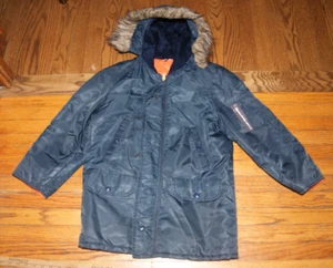 Vintage JC PENNEY Retro Blue Orange Hooded PARKA Winter Coat Men's Size Small - Picture 1 of 11