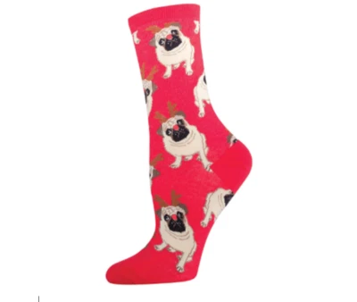 Calcetines Pugs Red Wearing Astlers perro mujer calcetín Smith WNC399-ROJO NUEVOS CON ETIQUETAS Foto 1 de 4