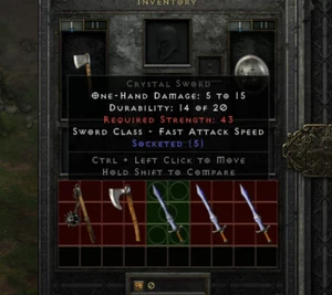 Diablo 2 - Crystal Sword 5os Base CTA Call to Arms - Softcore D2R PC Xbox Ladder - Picture 1 of 5