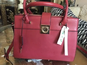 LA TERRE FASHION Vegan Red Large Satchel Bag Crossbody W/ Bonus Divider NWT - Picture 1 of 20