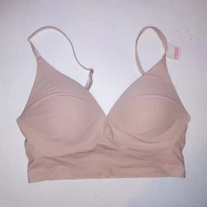Victoria Secret PINK Bralette Cream Beige Solid Push Up Padded Seamless New - Picture 1 of 6