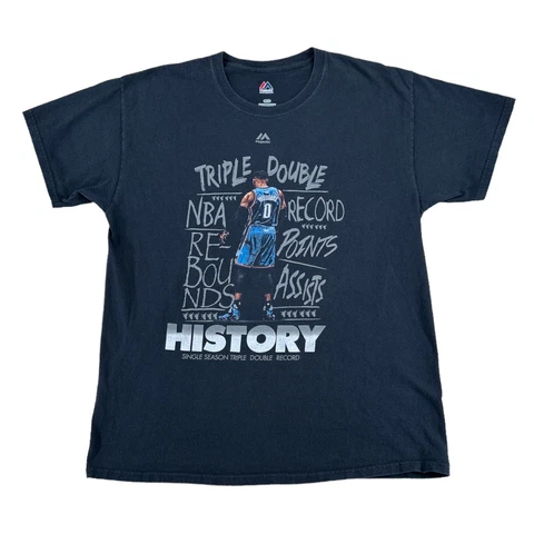 Majestic Russell Westbrook Triple Double Record T Shirt History Mens Size Large Cover